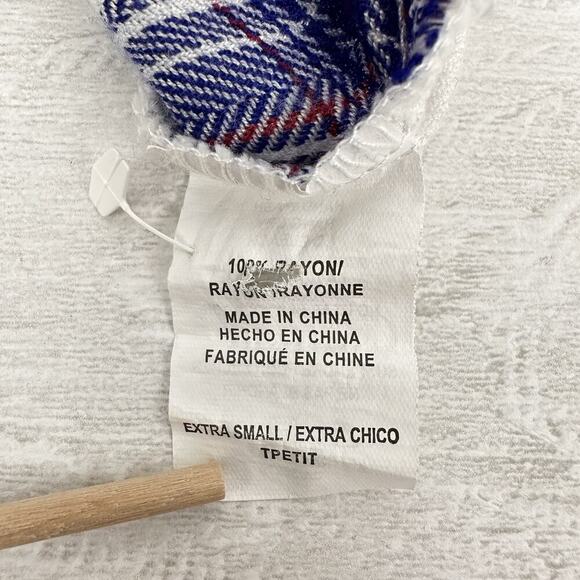 Rails Britt Plaid Button Up Shirt Women XS Cap Short Sleeve Blue White Western - Picture 9 of 13